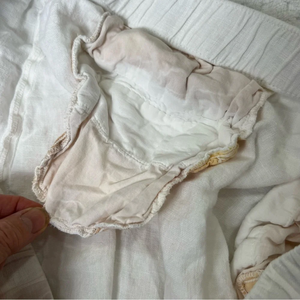 Zara White Linen-Blend Drawstring Pants